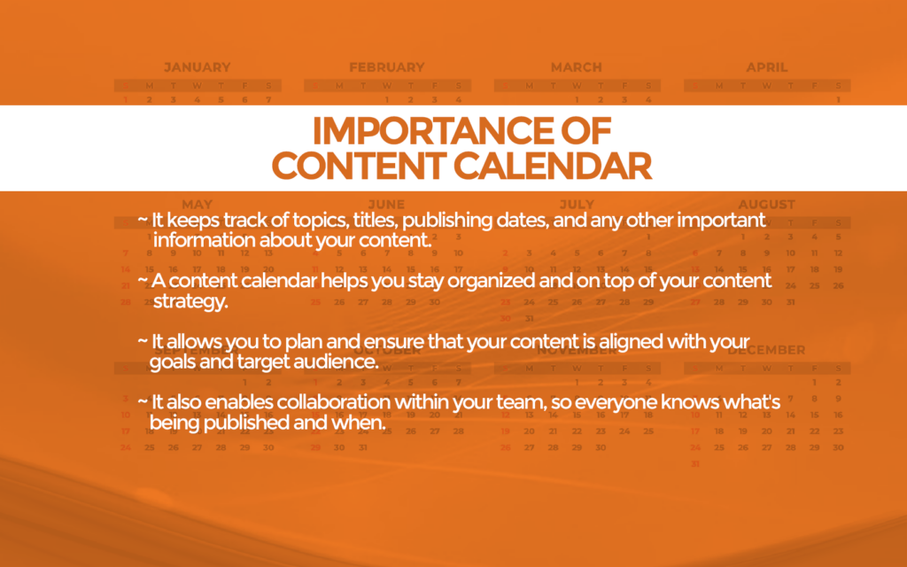 Importance of content calendar 