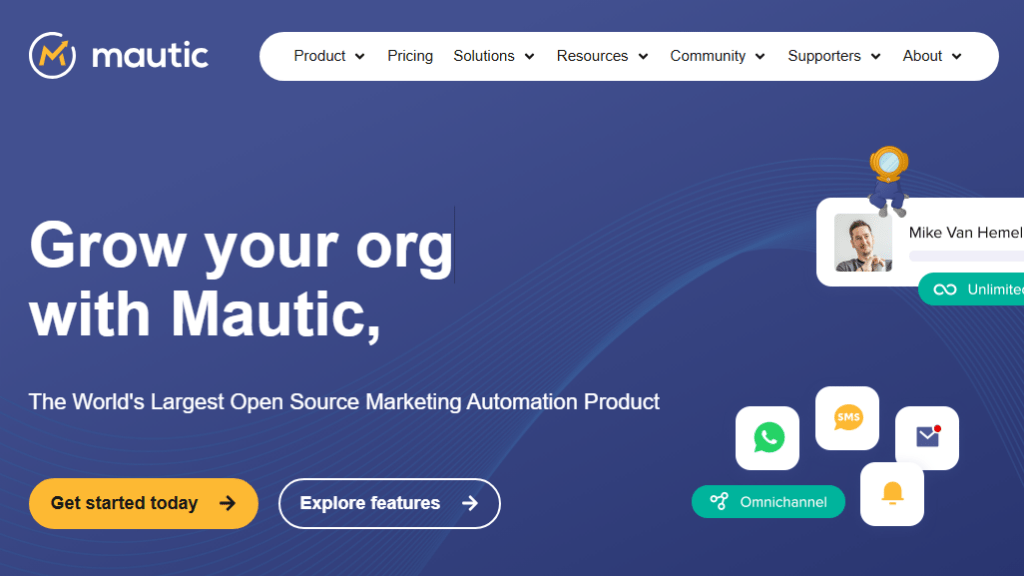 mautic homepage